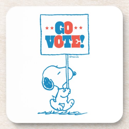 Peanuts  Snoopy _ Go Vote Sign Beverage Coaster