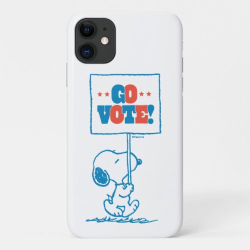 Peanuts  Snoopy _ Go Vote Sign iPhone 11 Case