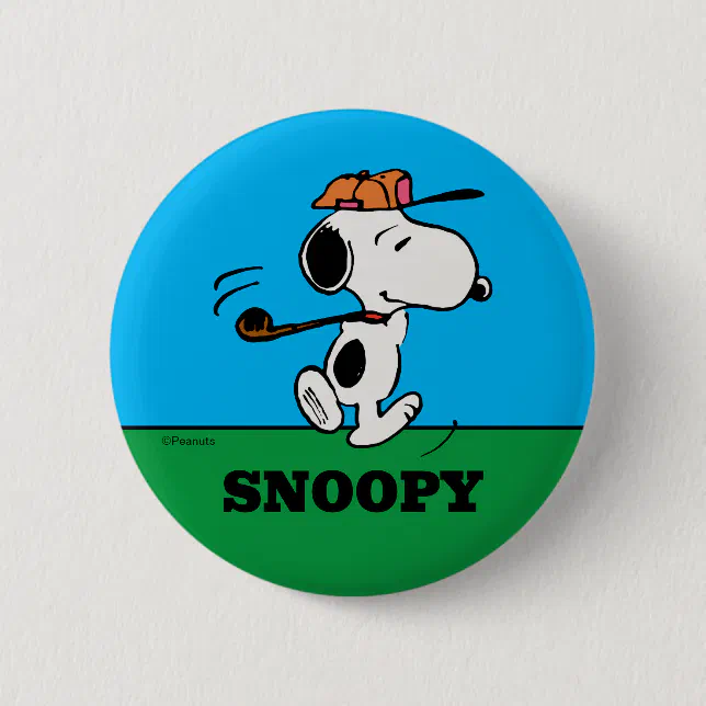 Peanuts | Snoopy Golf Swing Button | Zazzle