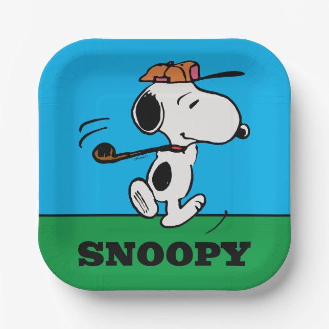 Peanuts | Snoopy Golf Swing Paper Plates (Front)