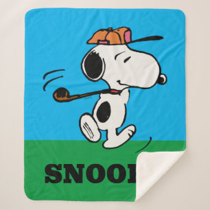 Peanuts Snoopy Golf Swing Sherpa Blanket