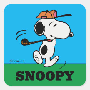 Peanuts Snoopy Golf Swing Square Sticker