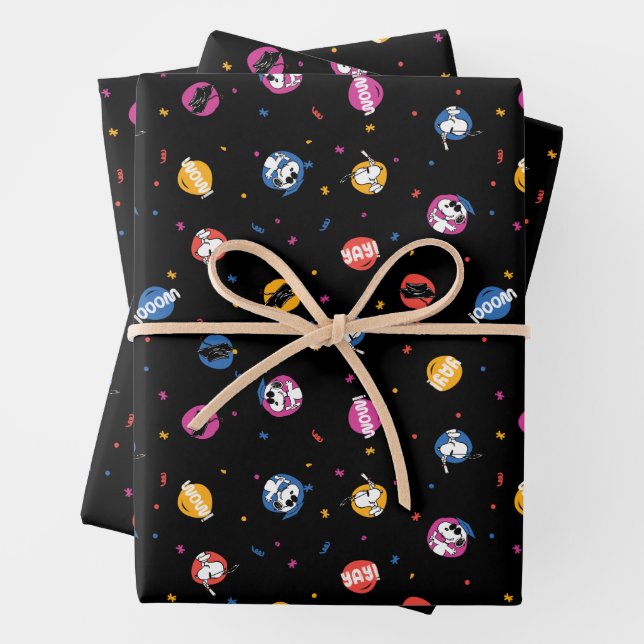 Peanuts Snoopy Graduation Celebration Pattern Wrapping Paper Sheets (In situ)
