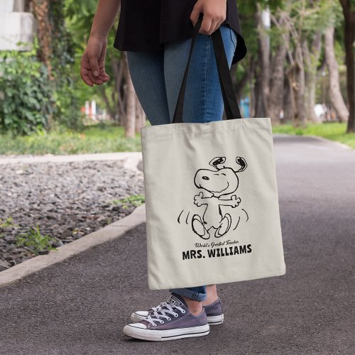Peanuts  Snoopy Greatest Teacher Personalized Tote Bag