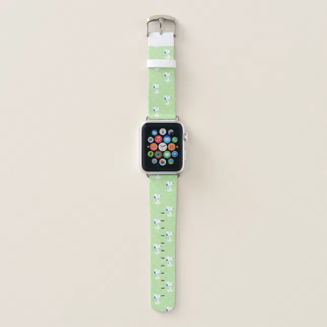 Peanuts Snoopy Green Deco Dreams Pattern Apple Watch Band Zazzle