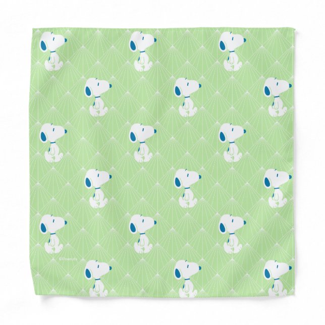 Peanuts | Snoopy Green Deco Dreams Pattern Bandana (Front)