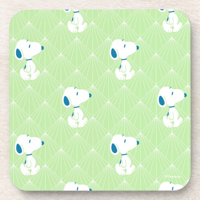 Peanuts | Snoopy Green Deco Dreams Pattern Beverage Coaster (Front)