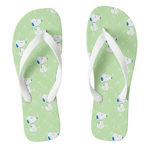 Peanuts  Snoopy Green Deco Dreams Pattern Flip Flops