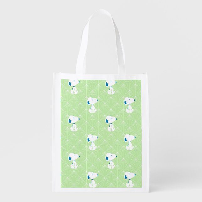 Peanuts | Snoopy Green Deco Dreams Pattern Grocery Bag (Front)