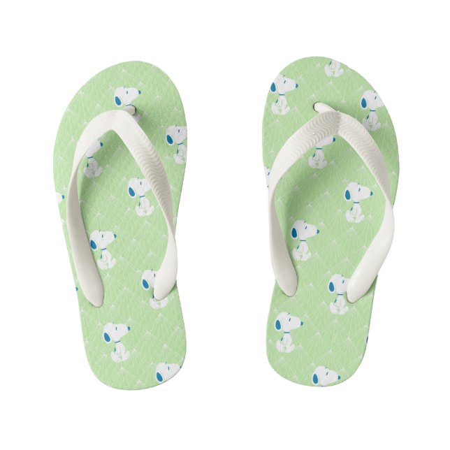 Peanuts | Snoopy Green Deco Dreams Pattern Kid's Flip Flops (Footbed)