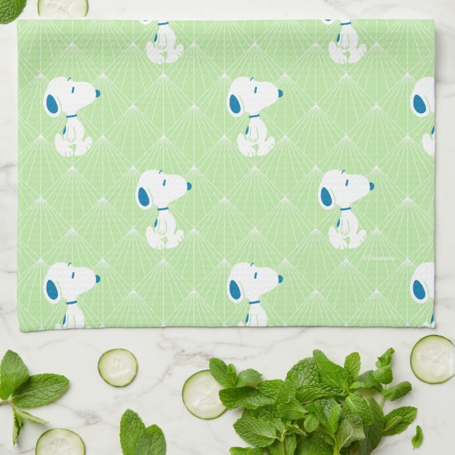 Peanuts | Snoopy Green Deco Dreams Pattern Kitchen Towel (Folded)