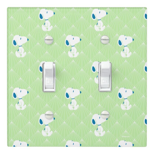 Peanuts | Snoopy Green Deco Dreams Pattern Light Switch Cover (In Situ)