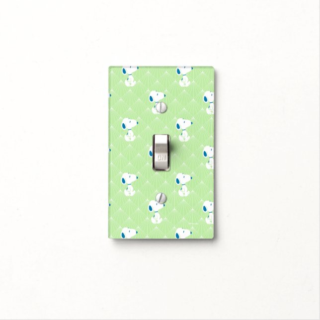 Peanuts | Snoopy Green Deco Dreams Pattern Light Switch Cover (In Situ)