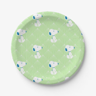 Peanuts   Snoopy Green Deco Dreams Pattern Paper Plates