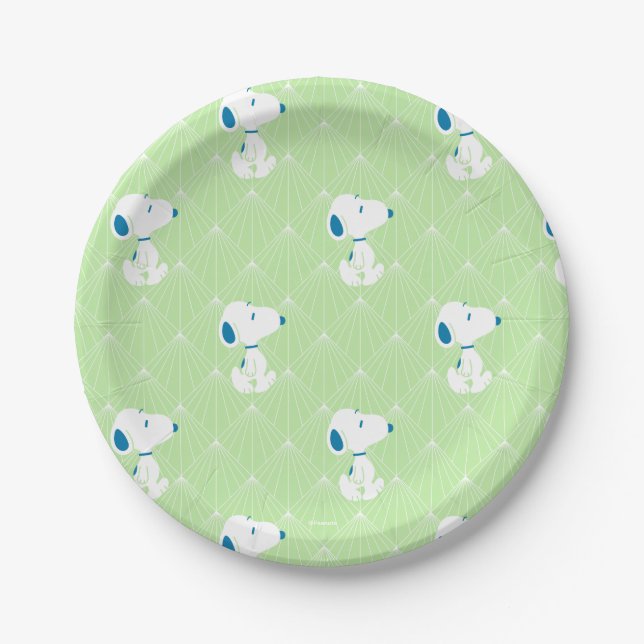 Peanuts | Snoopy Green Deco Dreams Pattern Paper Plates (Front)