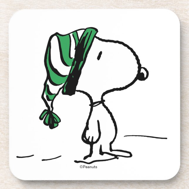 Peanuts | Snoopy Green Snow Cap Beverage Coaster (Front)