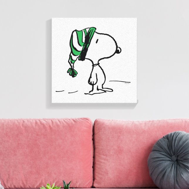 Peanuts | Snoopy Green Snow Cap Canvas Print (Insitu(LivingRoom))