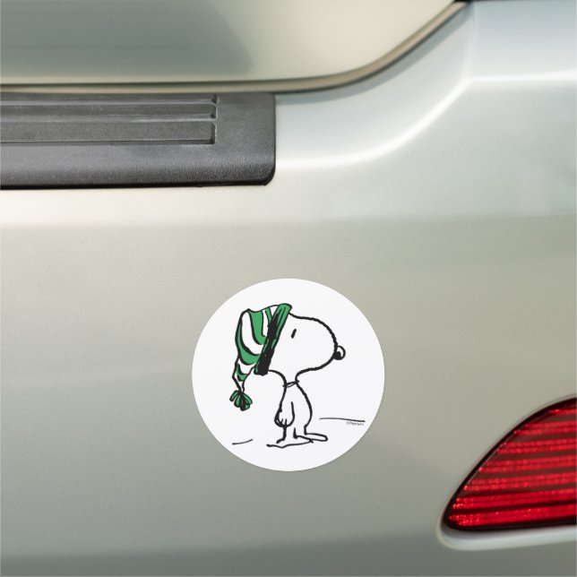 Peanuts | Snoopy Green Snow Cap Car Magnet (In Situ)