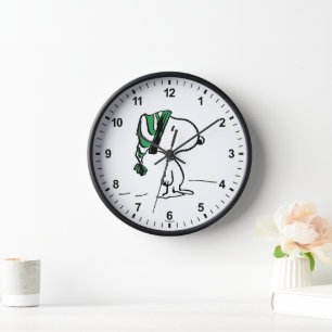 Peanuts Snoopy Green Snow Cap Clock