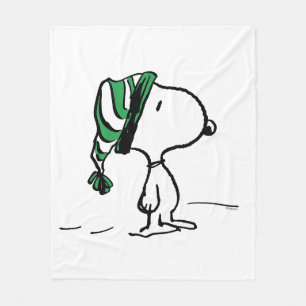 Peanuts Snoopy Green Snow Cap Fleece Blanket