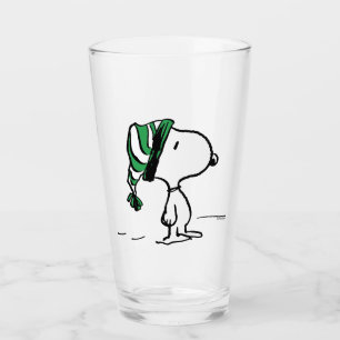 Peanuts Snoopy Green Snow Cap Glass