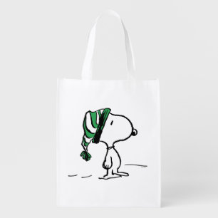 Peanuts Snoopy Green Snow Cap Grocery Bag