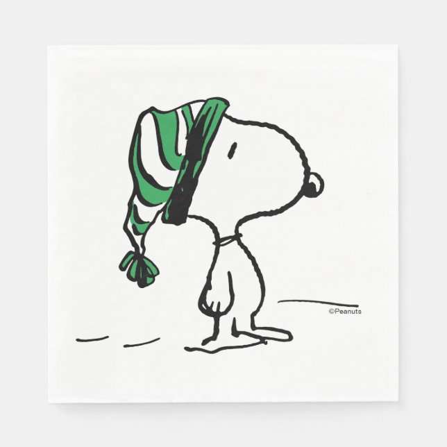 Peanuts | Snoopy Green Snow Cap Napkins (Front)