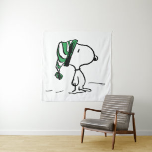 Peanuts Snoopy Green Snow Cap Tapestry