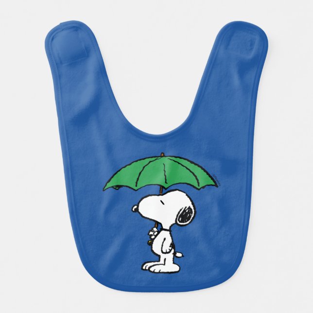 Peanuts | Snoopy Green Umbrella Baby Bib (Front)