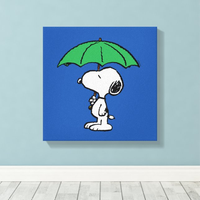 Peanuts | Snoopy Green Umbrella Canvas Print (Insitu(Wood Floor))