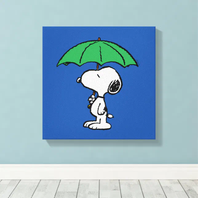 Peanuts | Snoopy Green Umbrella Canvas Print | Zazzle