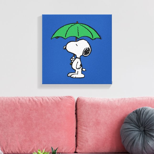 Peanuts | Snoopy Green Umbrella Canvas Print | Zazzle