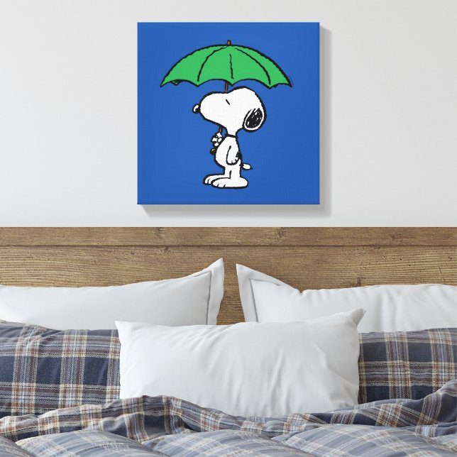 Peanuts | Snoopy Green Umbrella Canvas Print | Zazzle
