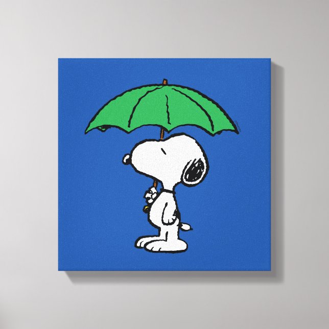 Peanuts | Snoopy Green Umbrella Canvas Print | Zazzle