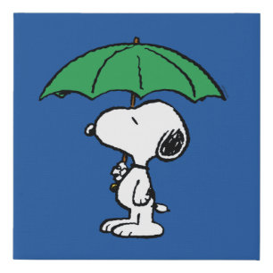 Peanuts   Snoopy Green Umbrella Faux Canvas Print