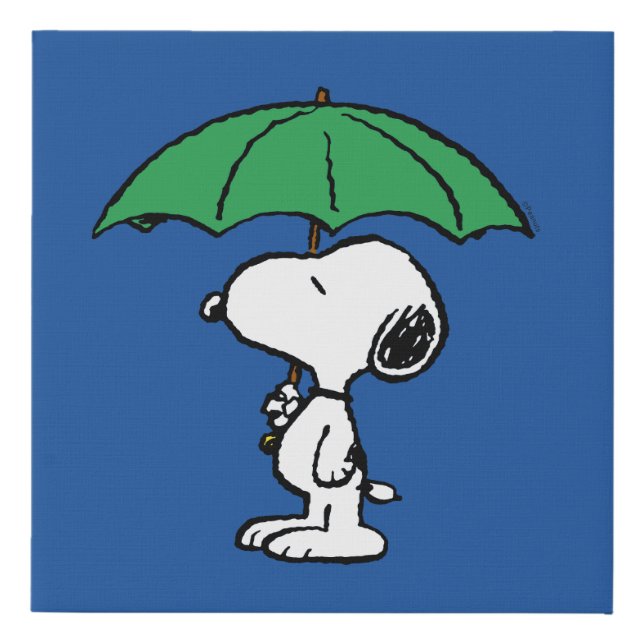 Peanuts | Snoopy Green Umbrella Faux Canvas Print (Front)