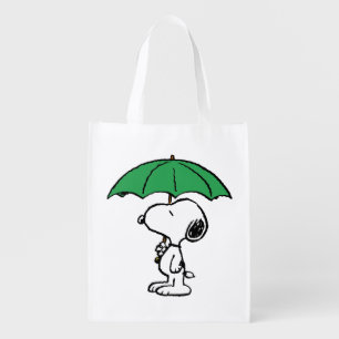 Peanuts Snoopy Green Umbrella Grocery Bag