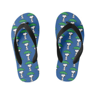 Peanuts Snoopy Green Umbrella Kid's Flip Flops