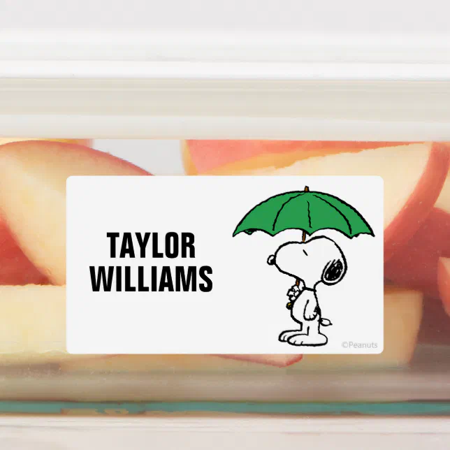 Peanuts | Snoopy Green Umbrella Kids' Labels | Zazzle