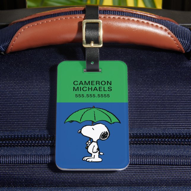 Peanuts | Snoopy Green Umbrella Luggage Tag (Front Insitu 2)