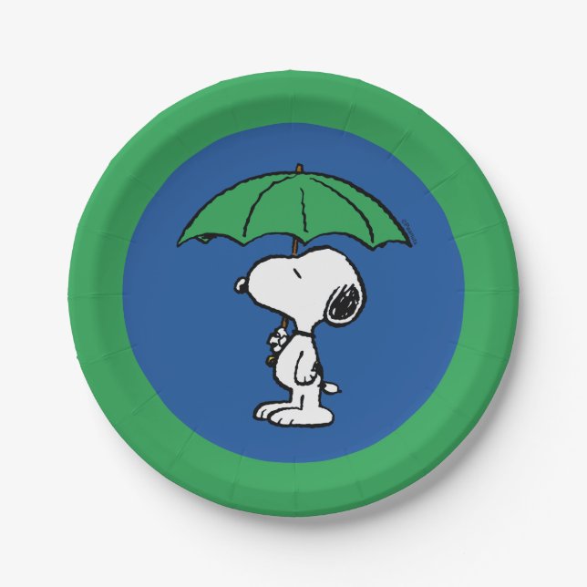 Peanuts | Snoopy Green Umbrella Paper Plates (Front)