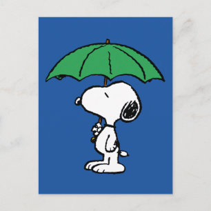 Peanuts Snoopy Green Umbrella Postcard