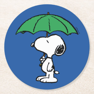 Peanuts Snoopy Green Umbrella Round Paper Coaster