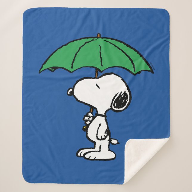 Peanuts | Snoopy Green Umbrella Sherpa Blanket (Front)