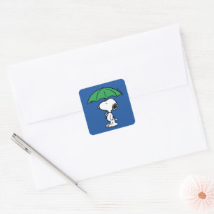Peanuts Snoopy Green Umbrella Square Sticker
