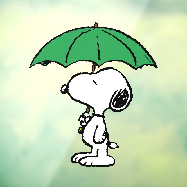 Peanuts | Snoopy Green Umbrella Window Cling | Zazzle