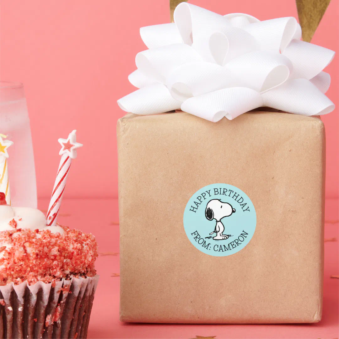Peanuts | Snoopy | Happy Birthday Classic Round Sticker
