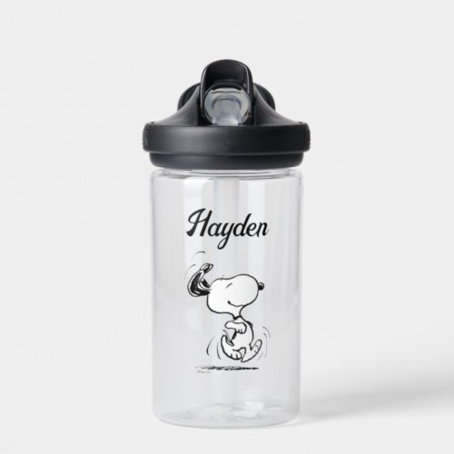 Peanuts  Snoopy Happy Dance  Add Your Name Water Bottle