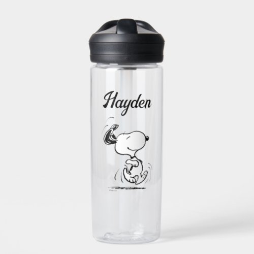 Peanuts  Snoopy Happy Dance  Add Your Name Water Bottle
