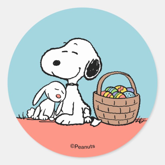 Peanuts | Snoopy Happy Easter Classic Round Sticker (Front)